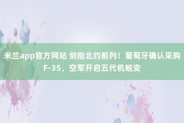 米兰app官方网站 剑指北约前列！葡萄牙确认采购F-35，空军开启五代机蜕变