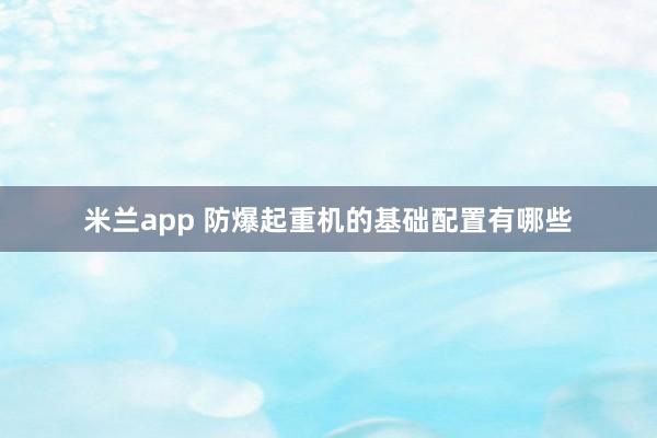 米兰app 防爆起重机的基础配置有哪些