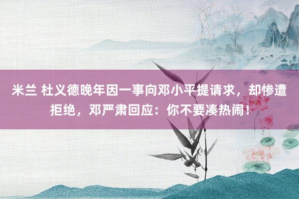 米兰 杜义德晚年因一事向邓小平提请求，却惨遭拒绝，邓严肃回应：你不要凑热闹！