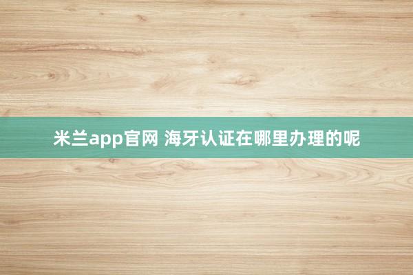 米兰app官网 海牙认证在哪里办理的呢