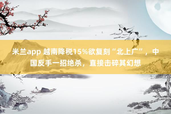 米兰app 越南降税15%欲复刻“北上广”,中国反手一招绝杀,直接击碎其幻想